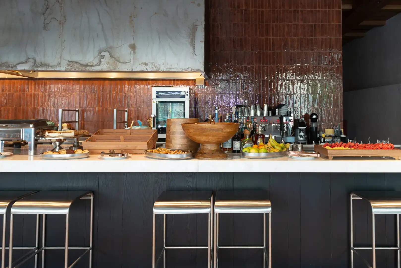 Breakfast buffet with local flavors